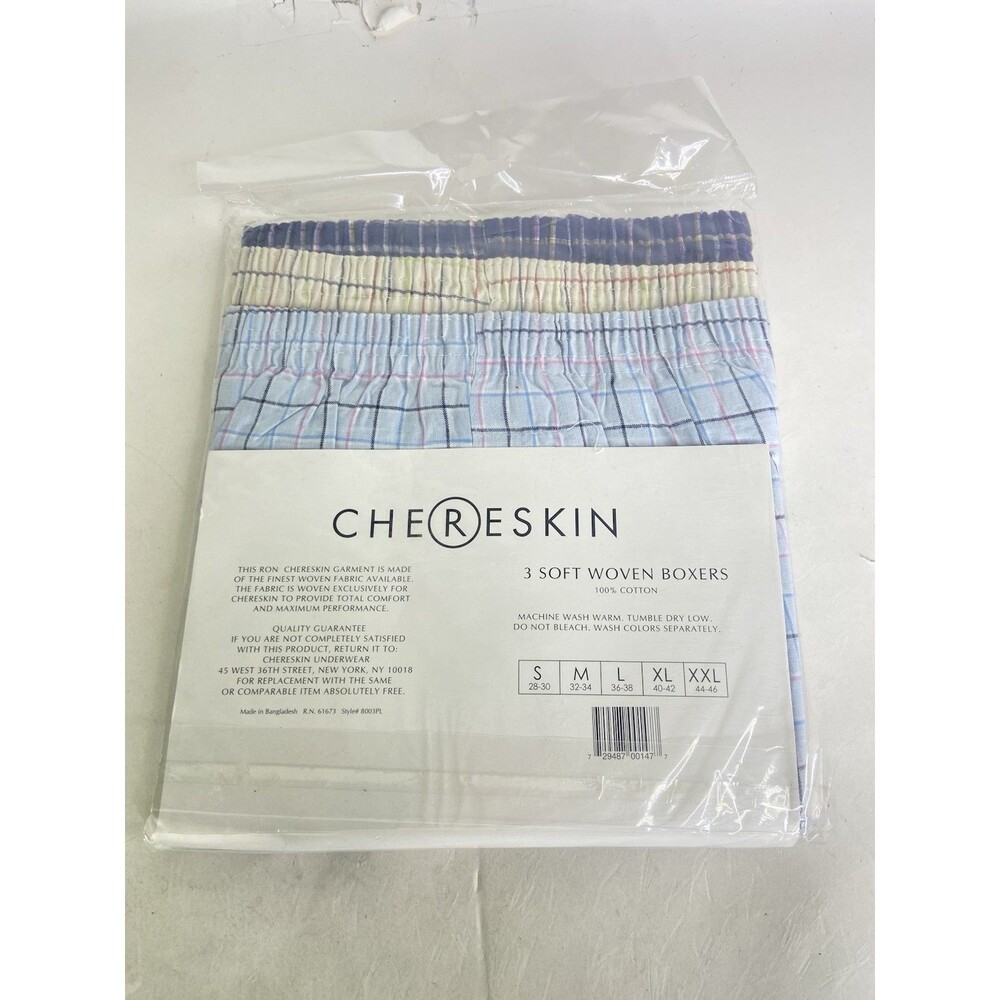 Chereskin Mens XXL 3 Pack Woven Boxer Shorts Underwear Cotton Multicolor Plaid